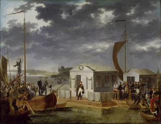 Encontro entre Napoleão Bonaparte (1769-1821) e Alexandre I (1777-1825) da Rússia no Niemen, 25 de junho de 1807, 1808